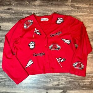University of Georgia Bulldogs Red Button-Front Cardigan Sweater XL Collegiate